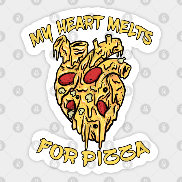 My Heart Melts For Pizza Sticker by Shawnsonart